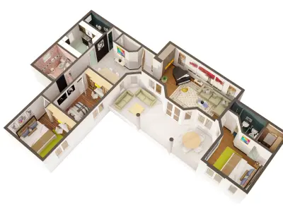 3d floor plan-Interior plan 3D model