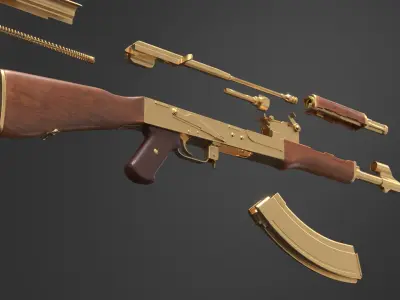  Assembling an AK 47 Gold Rigged Animated 