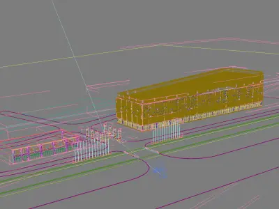 Architecture building in middle of street 3D model buy
