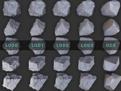 Stone set mountain Low-poly 3D model