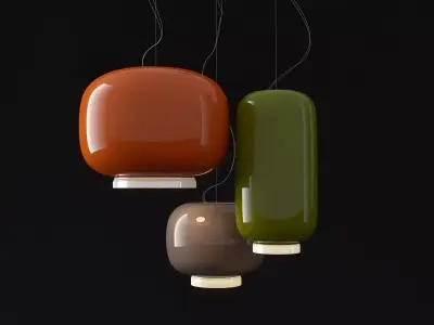 C orange pendant lamp hanging 3D model