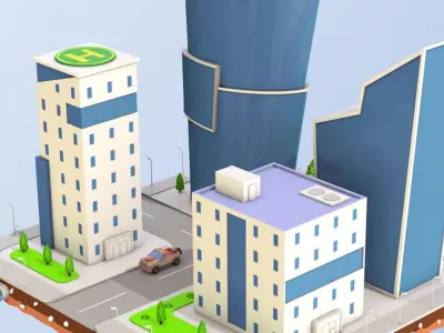 Low Poly Business Center Low-poly 3D model