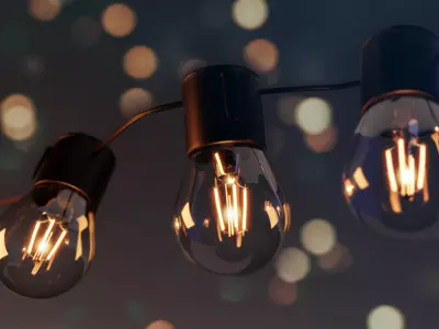 lightup three light bulbs on string 3D model