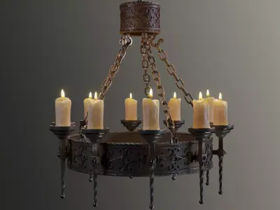 Candle Chandelier B - High and Low Poly Models Low-poly 3D model