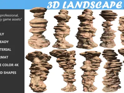 Low poly Scifi Column Sandstone Low-poly 3D model