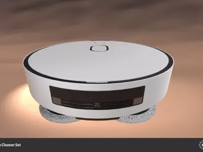 Robotic Vacuum Cleaner Set Low-poly 3D model