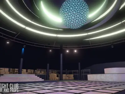 Big night club - interior and props Low-poly 3D model