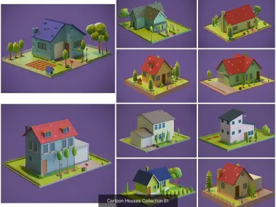 Cartoon Houses and Buildings 3D Model Collection 3D Model Pack