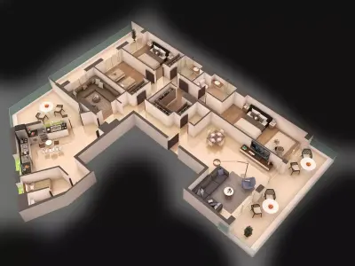 3d apartment floorplan 3D model