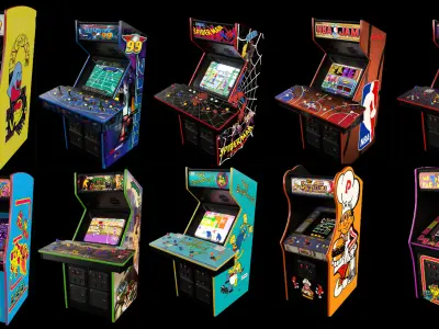 30 Arcade Cabinets 20 Stools 6 Carpets Mega Collection 3D model