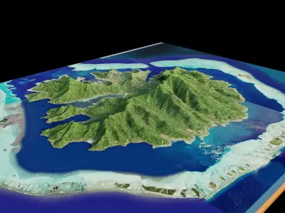 Tahaa island full 3d terrain 3D model