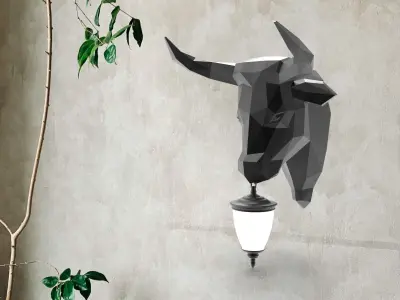 Bull Head Wall Lamp 3D print model buy
