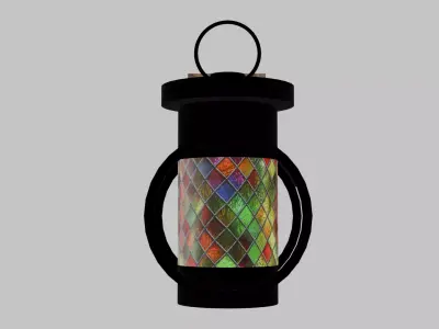 Ringed Iron Lantern Sconce Low-poly 3D model