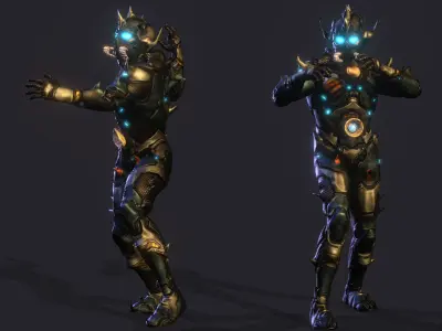 Space Warrior High quality character full Rigged and Animated 3D model