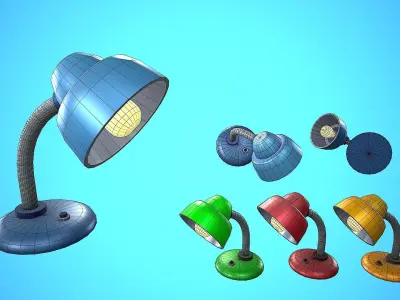 DESK LAMP CARTOON STYLIZED Low-poly 3D model