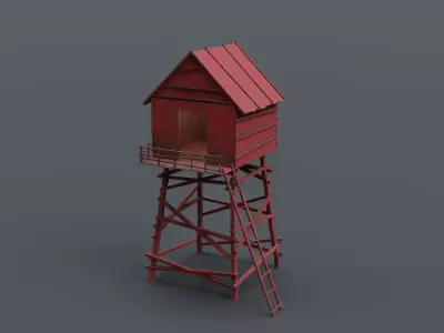  Watch Tower Metal Low-poly 3D model