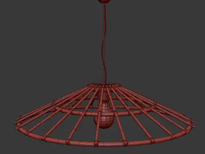 Vintage lampshade in natural rattan 3D model