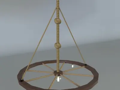 Wooden Chandelier 3D model buy