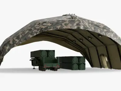  LRHW Missile Trailer with Camouflage Tent Green 