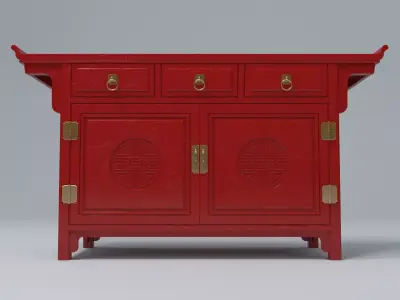 RED LACQUER ALTAR CABINET 3D model