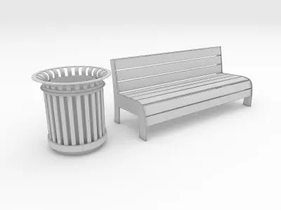 Bench Park 55 Low-poly 3D model
