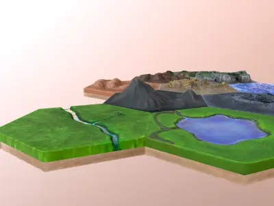 Hexlands Tileset 1 Low-poly 3D model