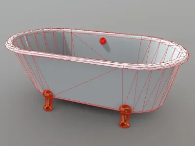 Bathtube bathtub with gold legs Low-poly 3D model