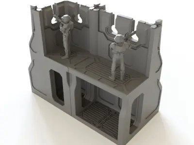 SciFi Ready-to-print Wall sections for tabletop gaming 3D print model