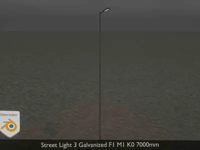 Street Light 3 Galvanized F1 M1 K0 7000 mm Low-poly 3D model