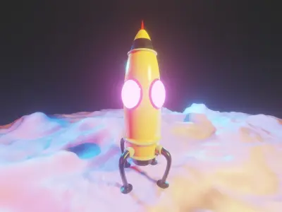 Cartoon Rocket  Low-poly 3D model