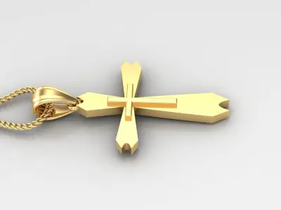 Light Gold 18K Cross Pendant 2CP042 3D print model