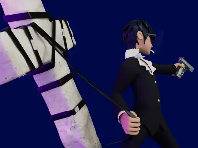 Nicholas D Wolfwood from Trigun material and rigging 3D model