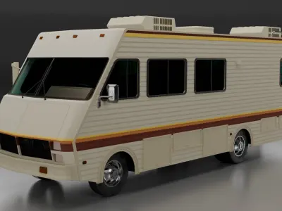 Retro-Style RV Fleetwood Bounder Inspired 3D Model 1986 Style Low-poly 3D model