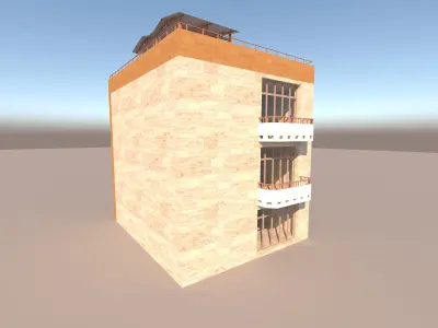 residential building low poly 3D model