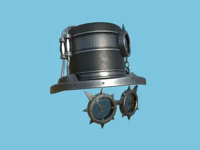 Steampunk Hat 03 Dark Black - SciFi Character Design Low-poly 3D model