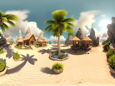 HDRI Tropical Beach Low-poly 3D model