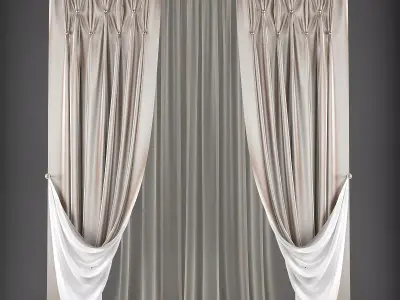Curtain with drapes Low-poly 3D model get