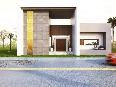 3D Model Modern Single-Story House Low-poly 3D model