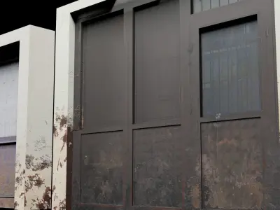 3 Doors Dirty with Dirty Textures Low-poly 3D model