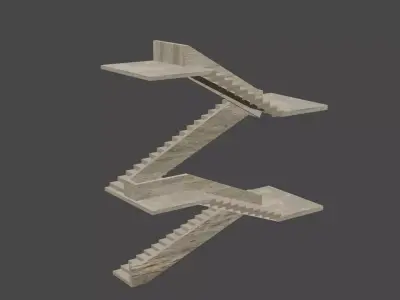 Stairscase of  3 Floors  Raw Stairs of a Building Free 3D model
