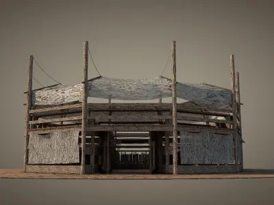 Wooden Battle Arena Low-poly 3D model