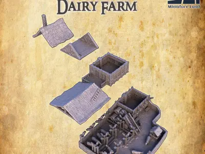 Medieval Dairy Farm Tabletop Terrain 28 MM 3D print model