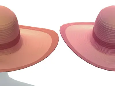 Cartoon High Poly Subdivision Panama Hat Head Wear Headwear Low-poly 3D model