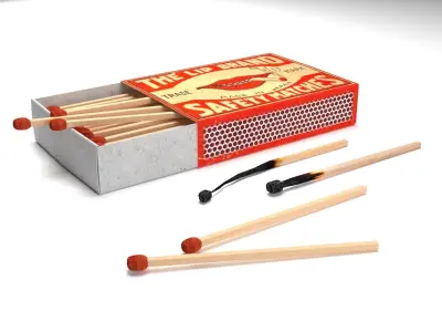 Matchbox and Matches Set 3D model