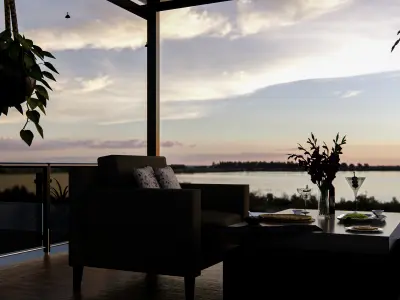 Rooftop Pergola Lounge 3D model