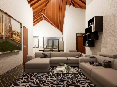 Bungalow Exterior And Interior 3D model