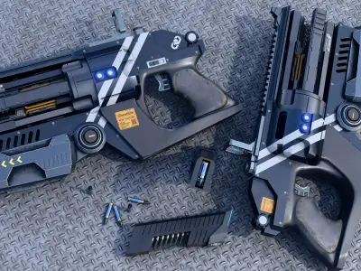Cyberpunk Game-Ready Handgun Low-poly 3D model