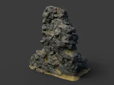 Low poly Black Cliff Modular Rock 210423 Low-poly 3D model