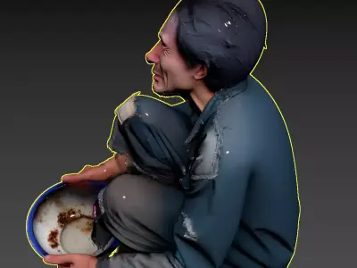 92- Asian Street Beggars 3D model