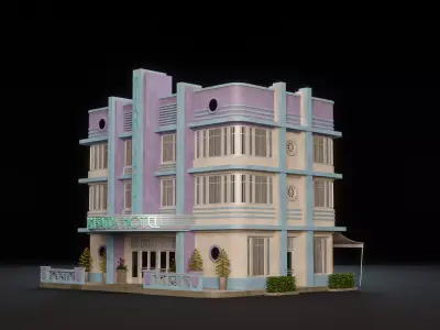 MIAMI VICE CITY ART DECO BUILDING 4 Low-poly 3D model